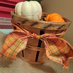 Rustic Basket with Decorative Pumpkins